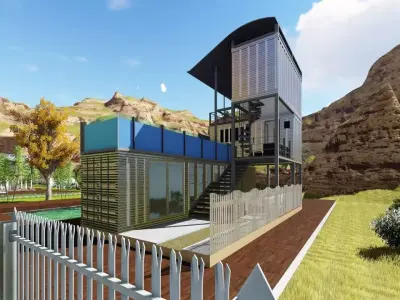 Desert resort made with Shipping containers   3D model