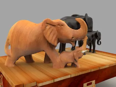 Chinese display stand with elephants   3D model