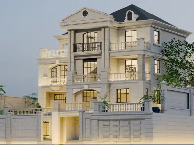 Luxury Classical Villa 3D Model Low-poly 3D model