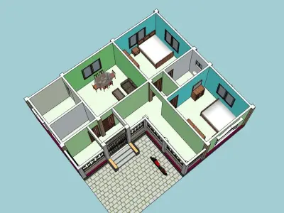 3 bedroom house design 3bhk house  Low-poly 3D model