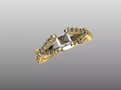 asscher-cut Engagement Ring 3D print model