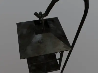 Lantern on pole Free low-poly 3D model