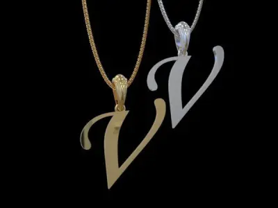 Letter V NECKLACE pendant  3D print model