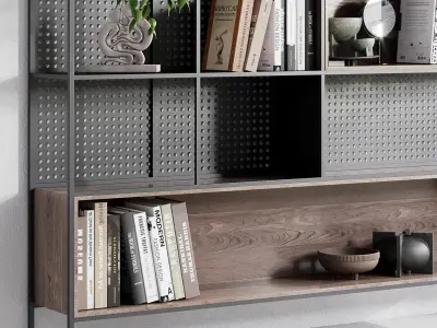Metal Shelves Decorative With Plants and Book 3D model