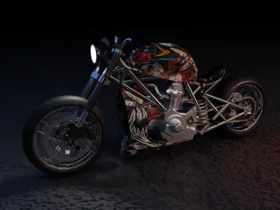 Custom Ducati Bobber Low-poly 3D model