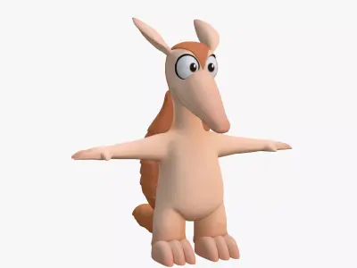 Dasypodidae cartoon character Low-poly 3D model