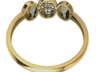 Geometric Harmony Ring  Sacred Symbol Design in Gold  Size 7 3D print model
