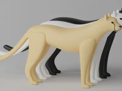 Cartoon Cheetah Black Panther Snow Leopard 1 3D model