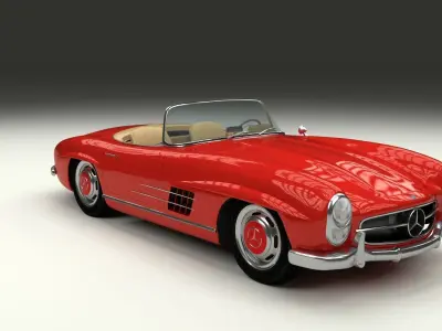 Fully Modelled Mercedes 300SL Roadster Red 3D model