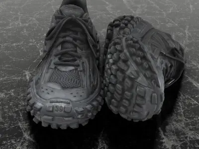 BALENCIAGA DEFENDER BLACK 3D SHOES Low-poly 3D model