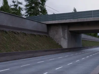 Realistic Car Road Scene 3D Blender File Textured 3D model