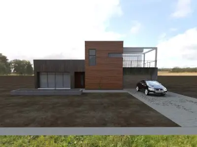 minimalist house in village 3D print model