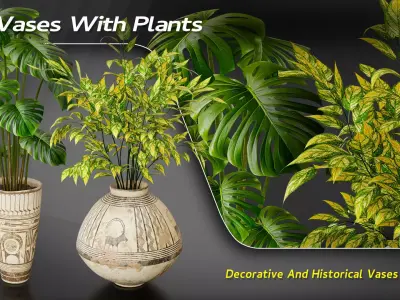 15 Decorative Vase With Plants 3D model