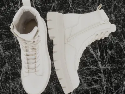 GREYDER 3D BOOTS - WHITE - HIGH Low-poly 3D model