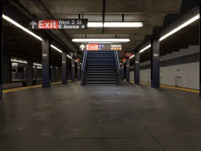NYC Subway Station PBR 02 Low-poly 3D model