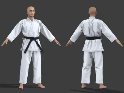 Karate Gi - Marvelous Designer project and OBJ 3D model