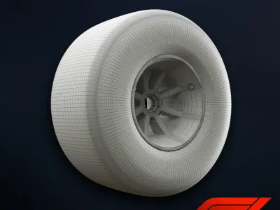 Formula 1 Wheel - 3 different softness -  Low-poly 3D model
