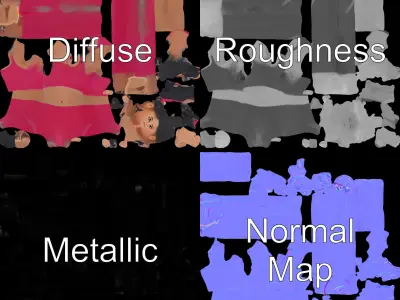 Female Athletic Character Model Rigged and Animated D Low-poly 3D model