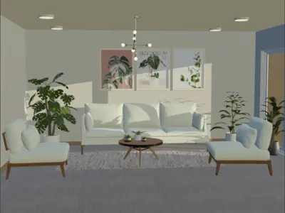 Modern Minimalist Living Room Interior Scenes 3D model