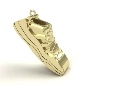 Basketball Shoe Pendant Gold Silver Platinum Luxury Jewelry 3D print model