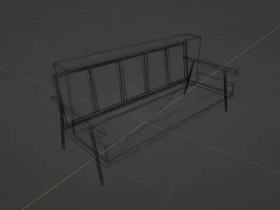 Old Mid-Century Sofa - Game-Ready Low-poly 3D model