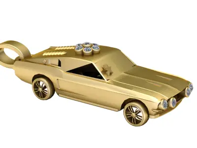 FANCY CAR GOLDEN PENDANT 3D PRINTABLE MODEL  3D print model