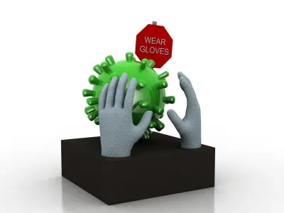 Coronavirus awareness and protection  Low-poly 3D model