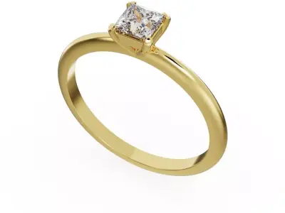 Princess cut diamond ring 3D print model