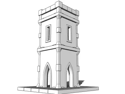 Medieval Watchtower  Torre de Vigilancia Medieval Low-poly 3D model
