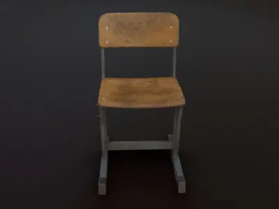 Old Japanese School Chair 03 Low-poly 3D model