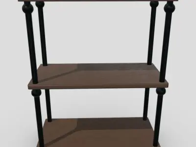 Shelf 4 three bookcase Low-poly 3D model