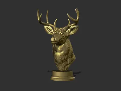 White tailed deer bust 3D print model