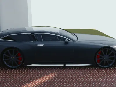 BLENDER EEVEE Brandless Sports GT shooting brake Low-poly 3D model