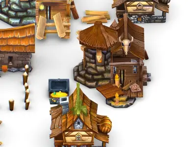 Discount - 13 Cartoon Style Houses 3D model