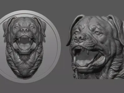 Barking Rottweiler Bust 3D print model