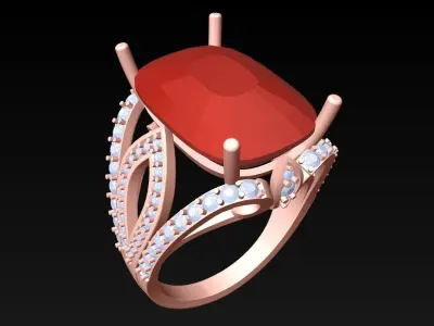 Oval stone ring - Womens  Rings - GN258 3D print model