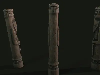 Totem wood 3 pbr 4k  Low-poly 3D model