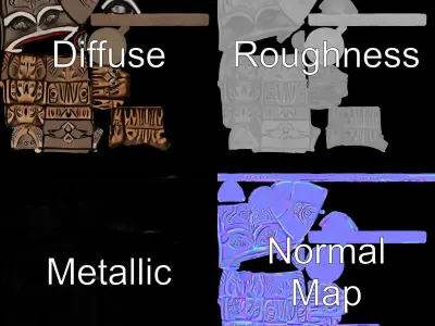 Traditional Totem Pole Decorative Model Pack Low-poly 3D model