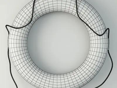 1950s Red White Nautical Life Preserver 3D model