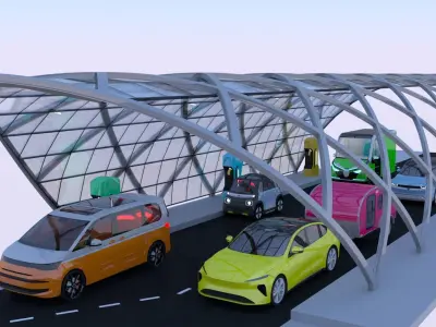 EV charging station V 3D model