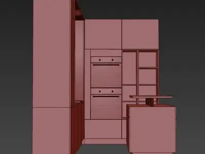 Kitchen 1 cabinet with shelves and drawers 3D model