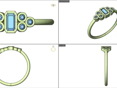  Basel ring with Emerald diamond 3D print model