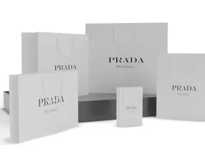 Prada Shopping Bag - Luxury 3D Packaging Model Low-poly 3D model
