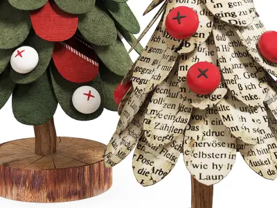 Craft Christmas Trees Set  3D model