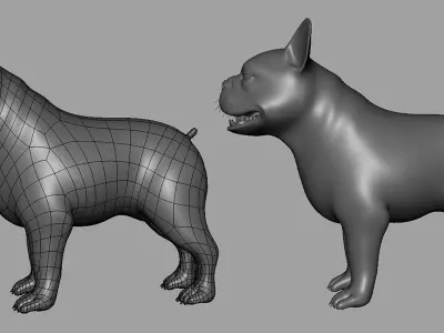 French Bulldog BaseMesh Low-poly 3D model