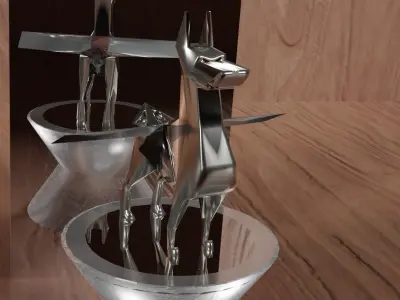 Silver Dog Statue Low-poly 3D model