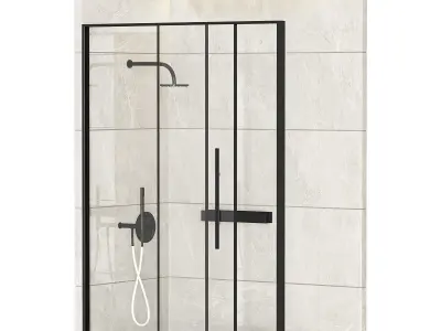 Shower cabin with partition 05 3D model
