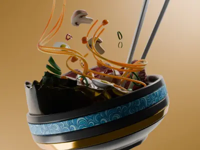 Ramen Noodle Bowl Detailed 3D Food Model 3D model