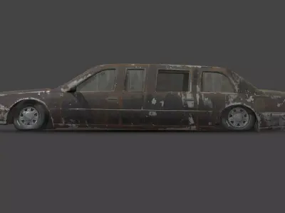 Abandoned Car - Cadillac Limousine Low-poly 3D model