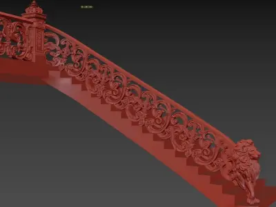 Lion Ladder Classic frame of luxurious gold interior  3D model